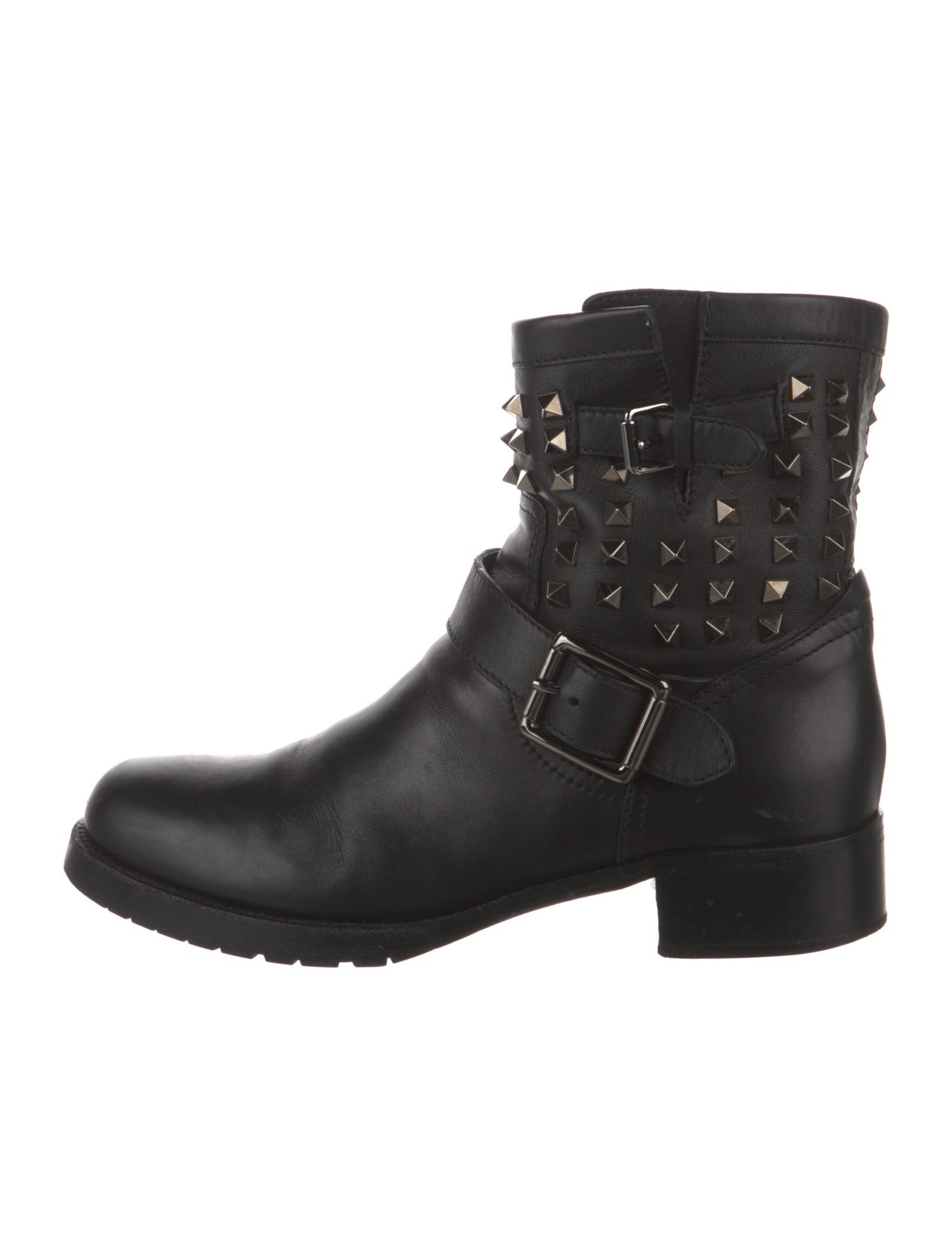 Valentino Rockstud Accents Leather Moto Boots