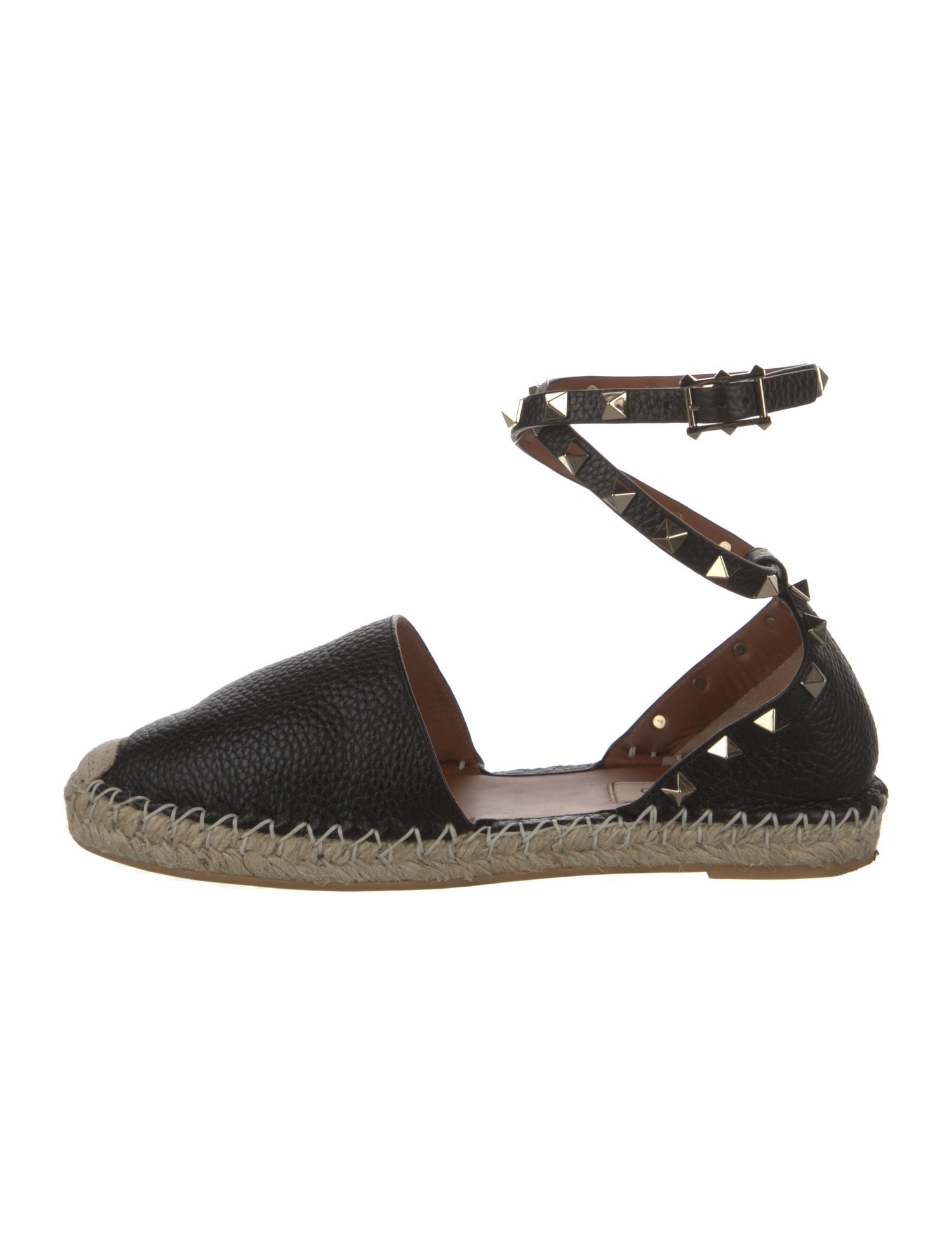 Valentino Rockstud Accents Leather Espadrilles
