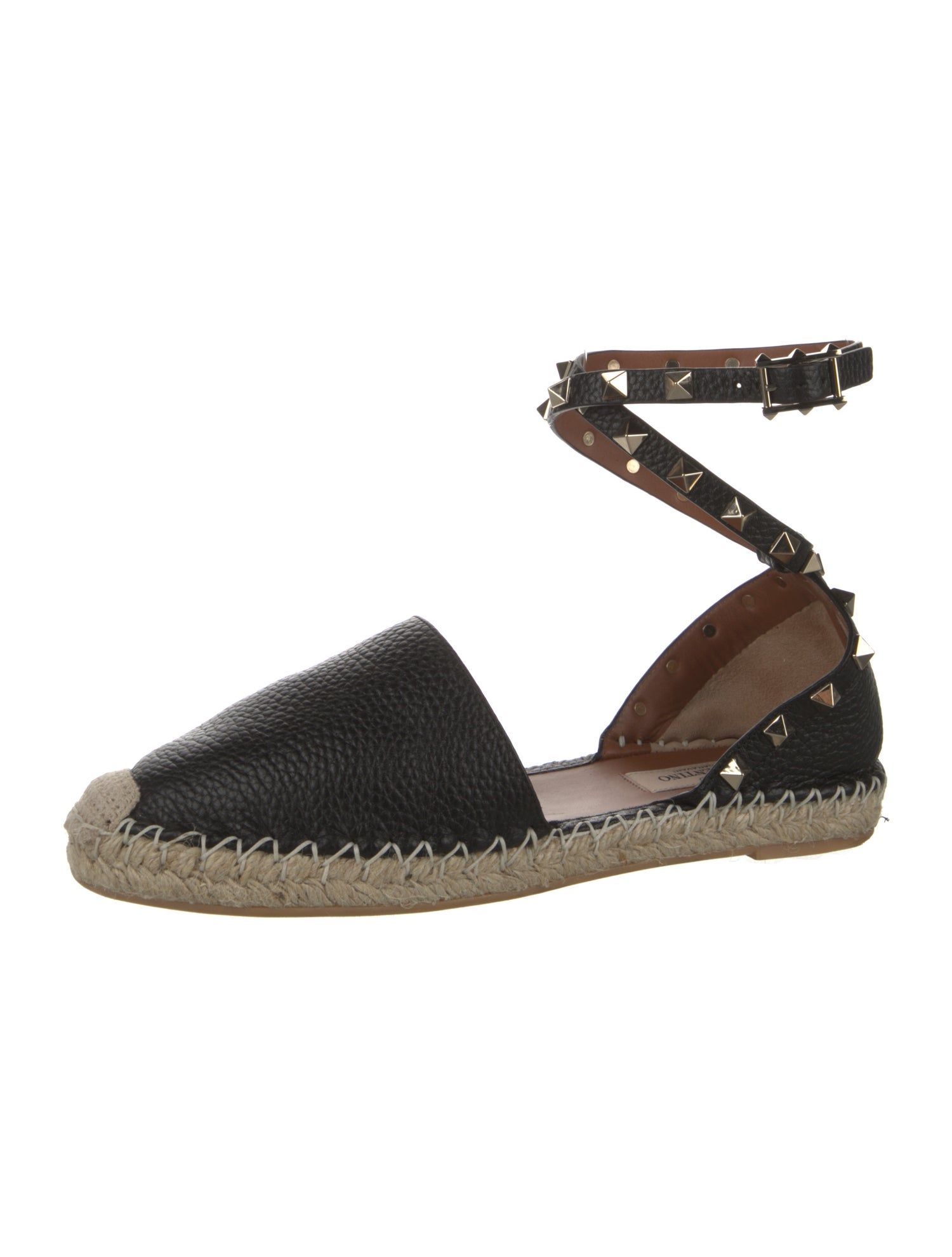 Valentino Rockstud Accents Leather Espadrilles