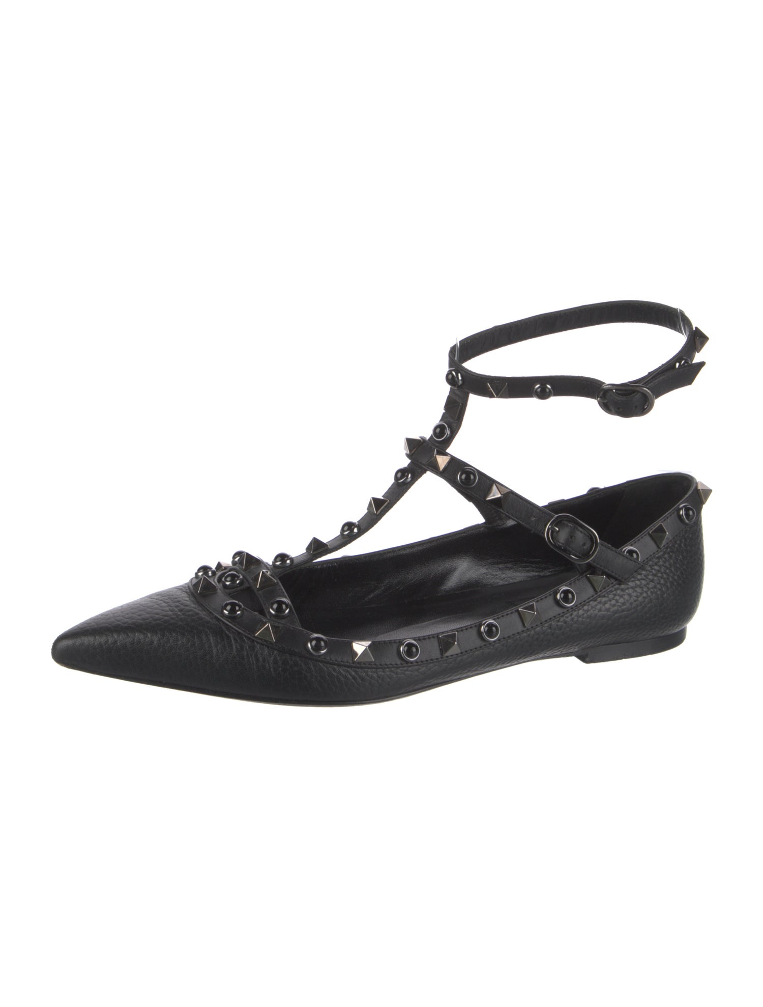 Valentino Rockstud Accents Leather Ballet Flats