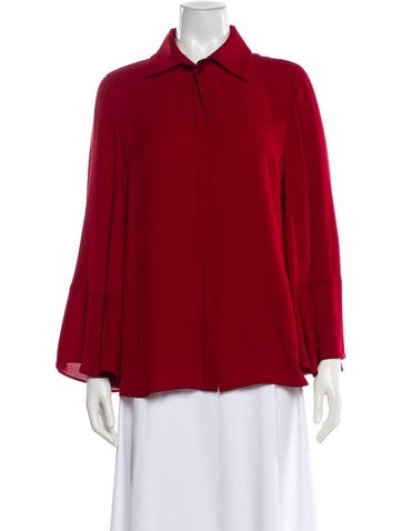 Pre-owned Valentino Silk Long Sleeve Blouse In Red
