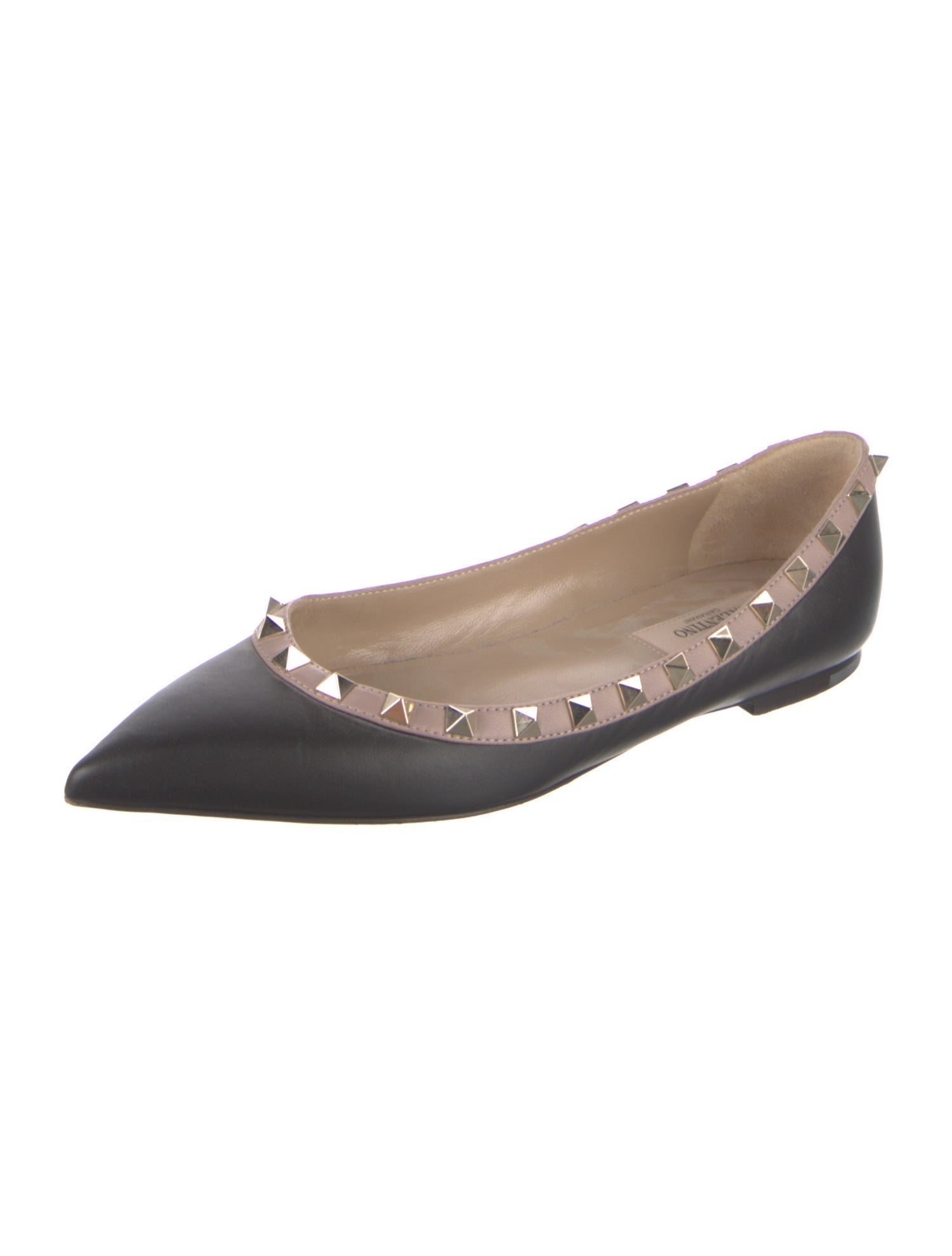 Valentino Rockstud Accents Leather Ballet Flats