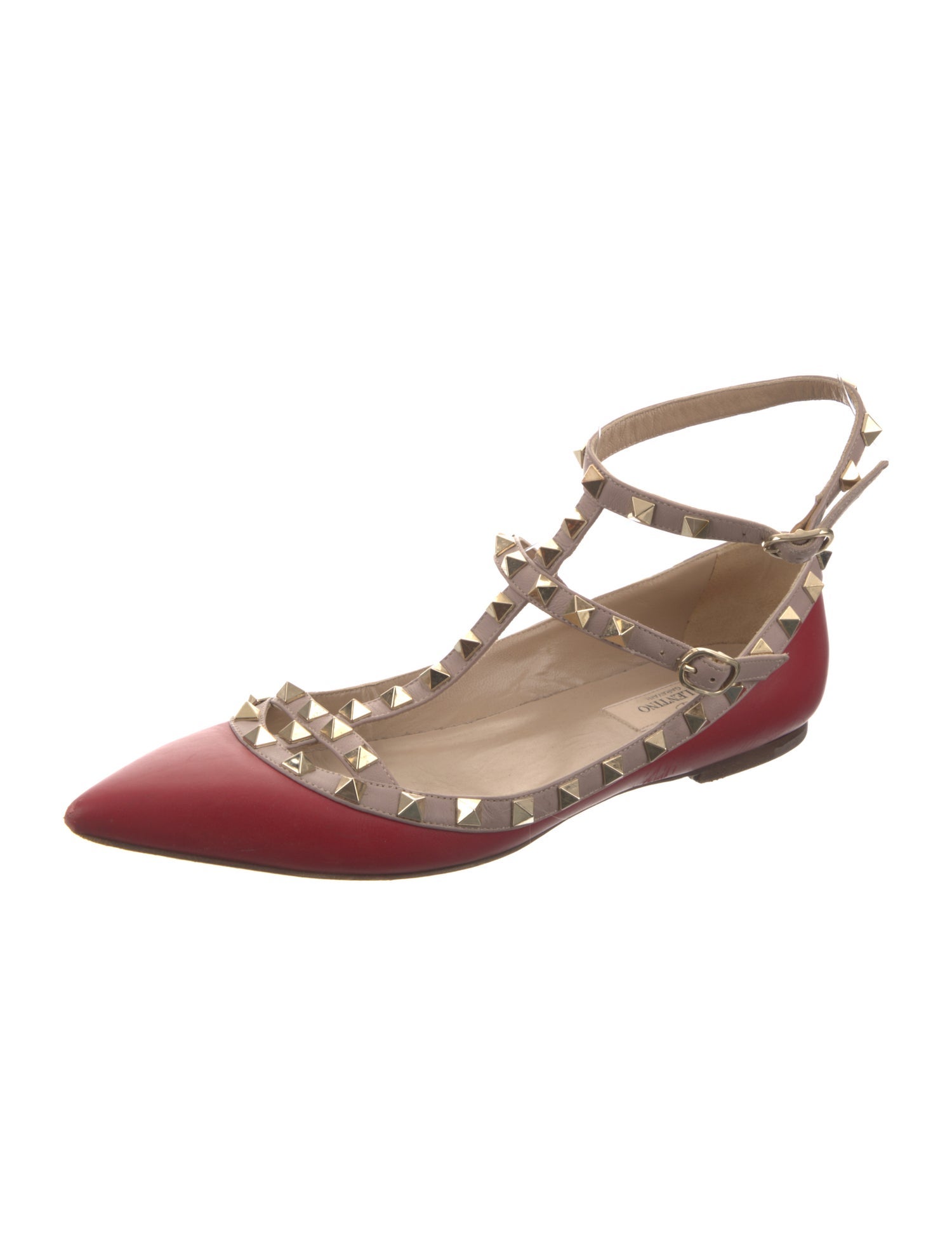 Valentino Rockstud Accents Leather Ballet Flats