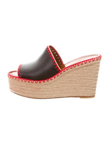 Valentino Leather Espadrille Wedges