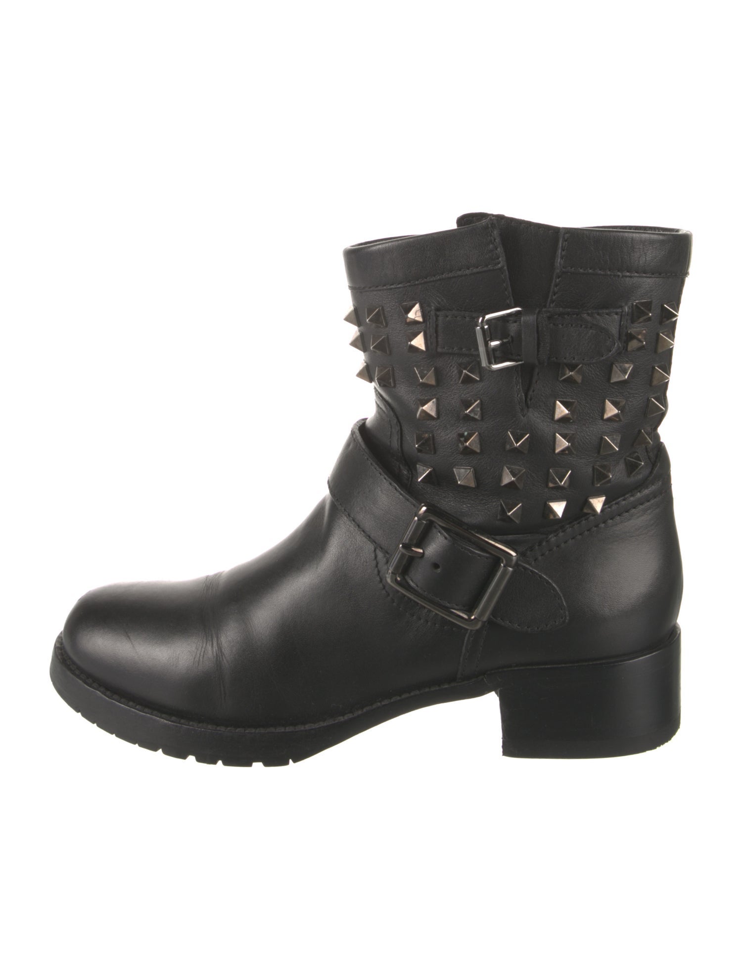Valentino Rockstud Accents Leather Moto Boots