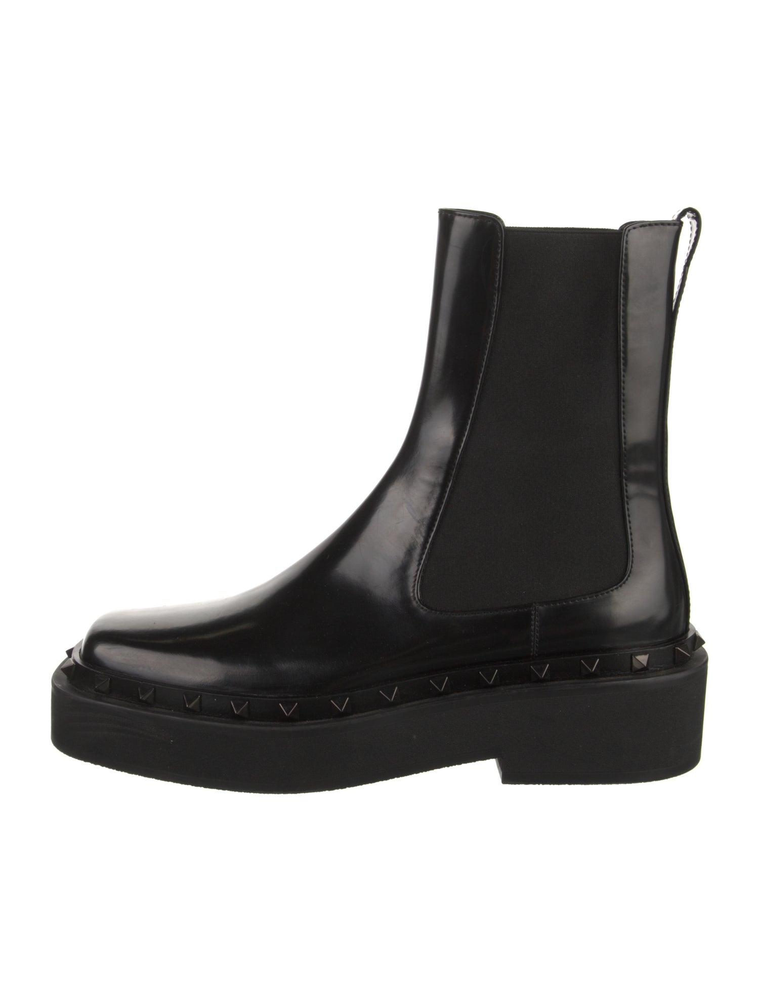 Valentino Rockstud Accents Leather Chelsea Boots
