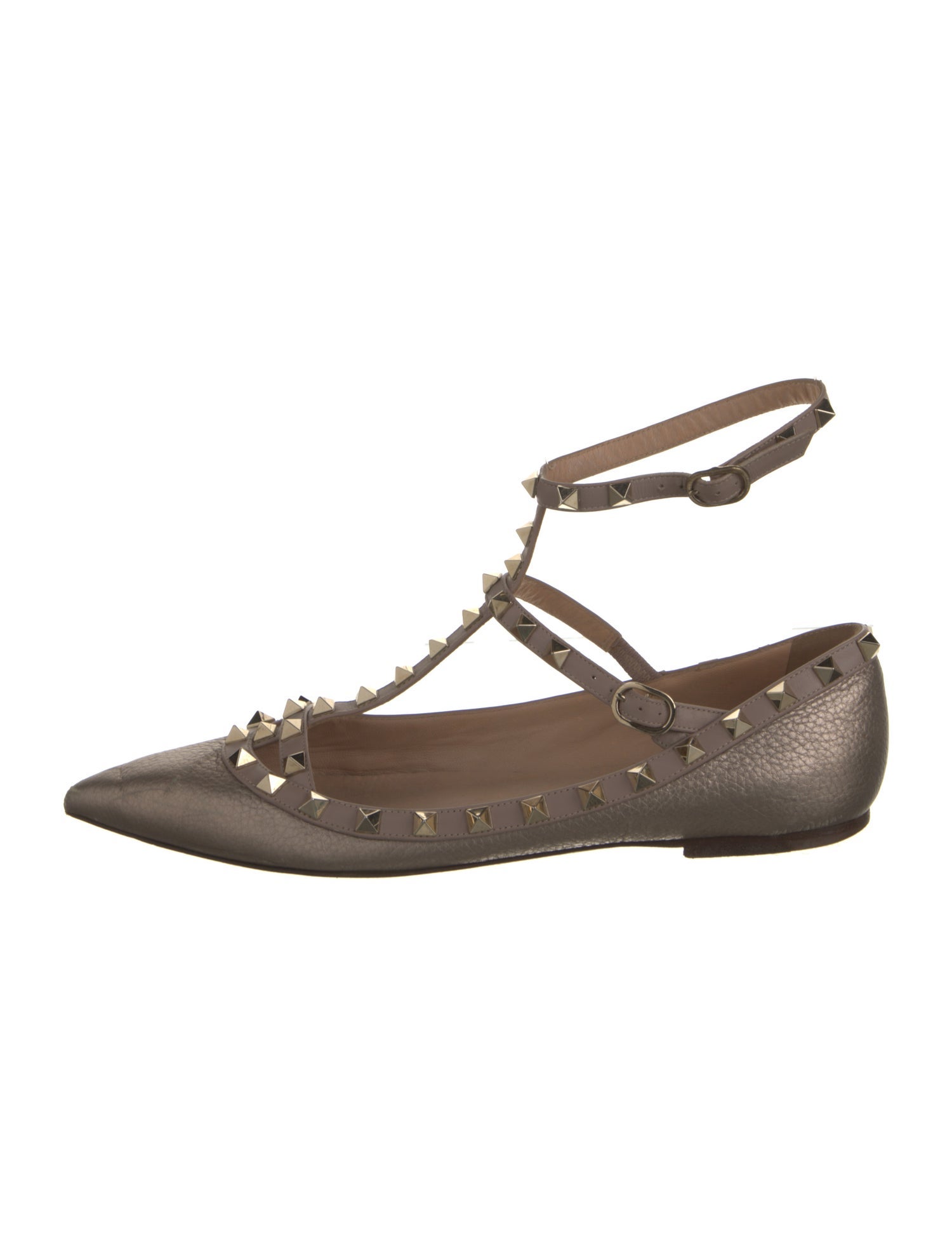 Valentino Rockstud Accents Leather Ballet Flats