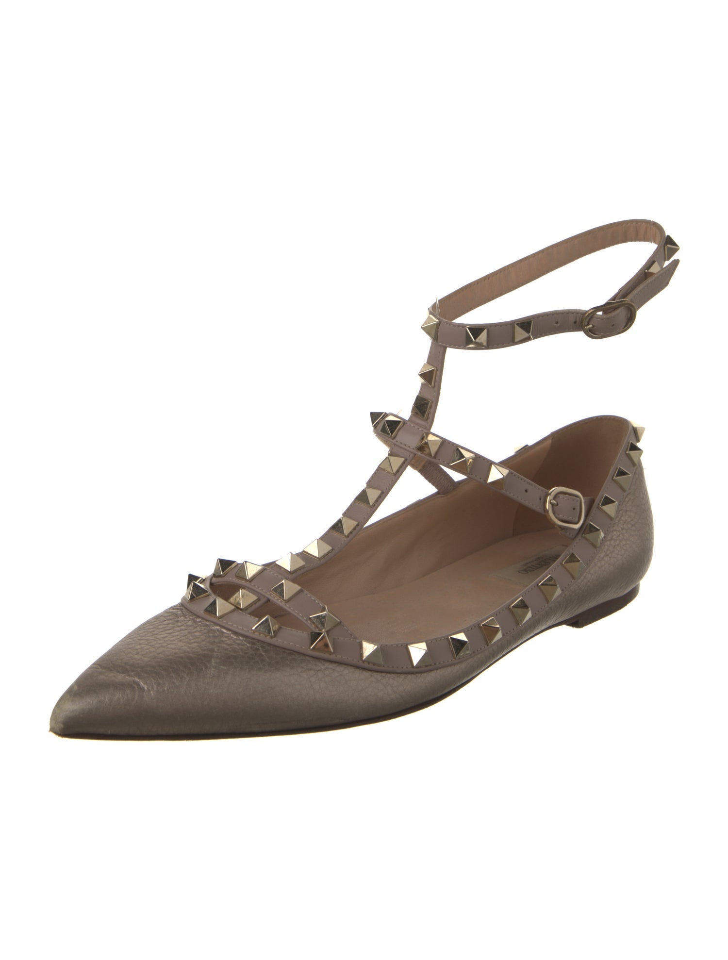 Valentino Rockstud Accents Leather Ballet Flats