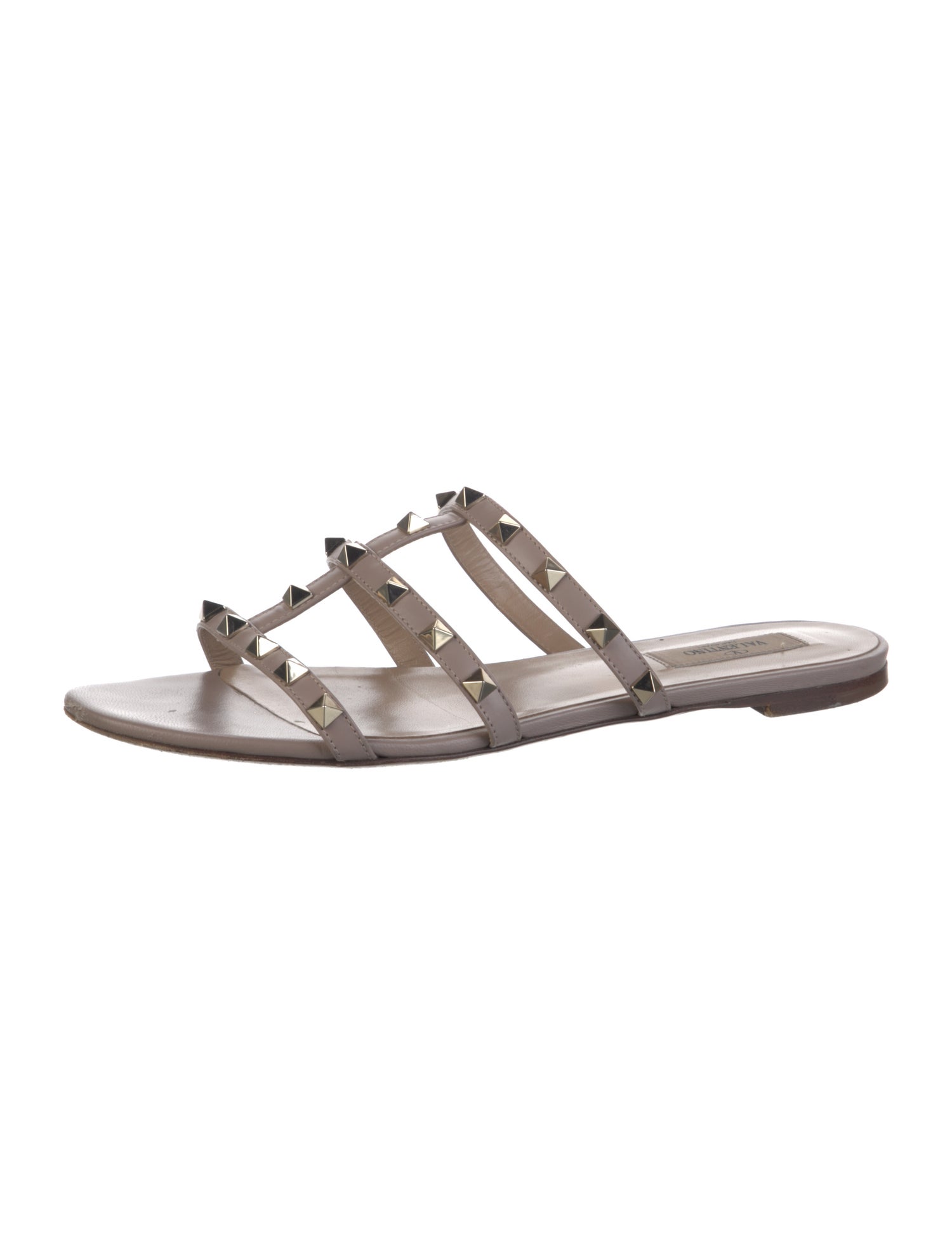 Valentino Rockstud Accents Leather Slides