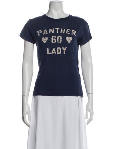 Pre-owned Valentino Graphic Print Crew Neck T-shirt In Blue