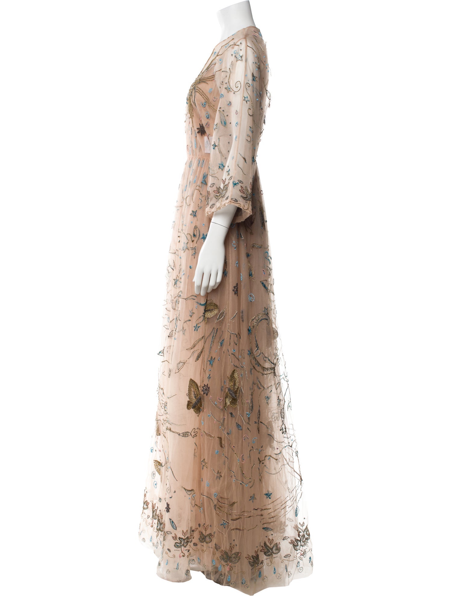 Valentino Floral Print Long Dress w/ Tags - Neutrals Dresses, Clothing -  VAL556088 | The RealReal