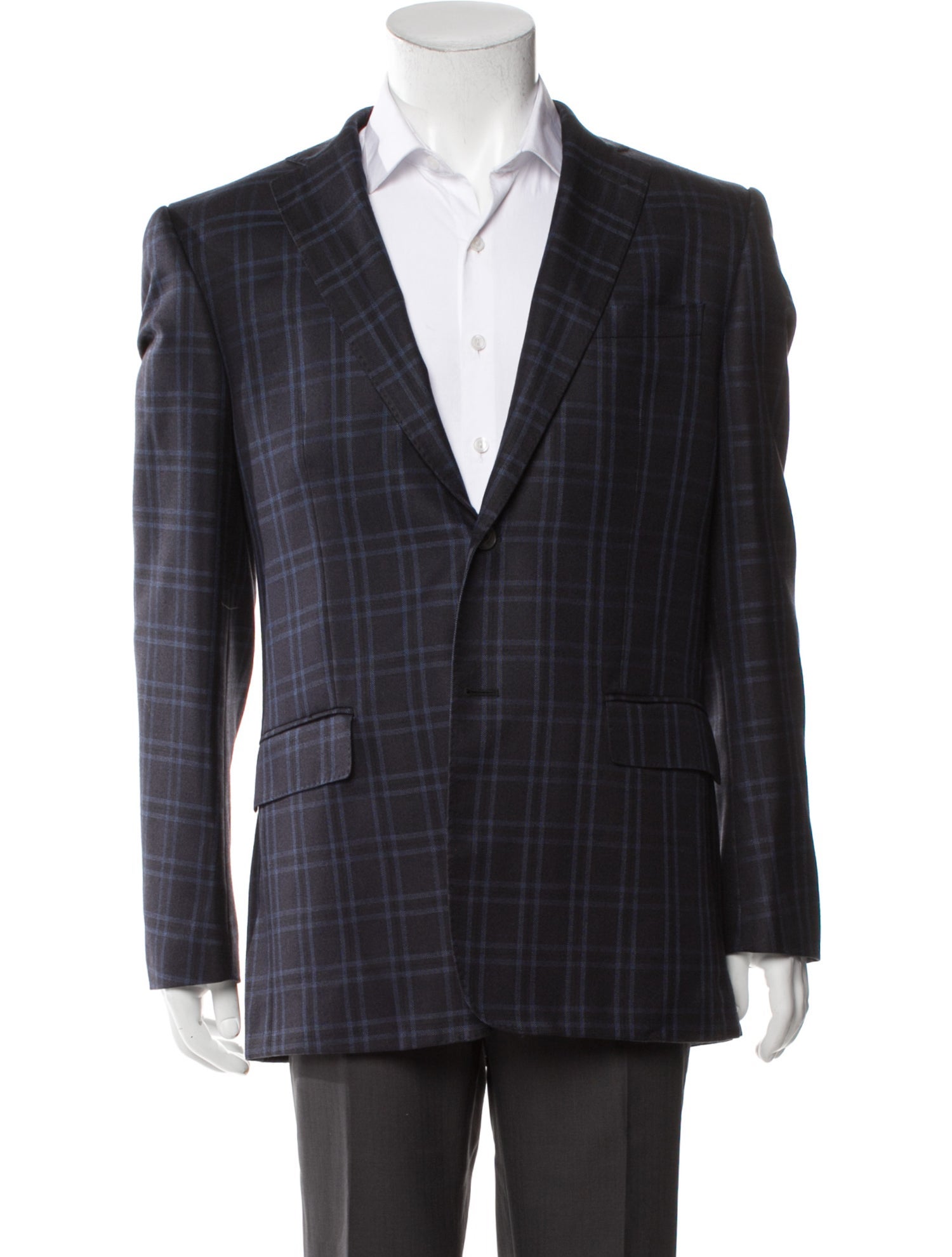 Valentino Silk Plaid Print Blazer