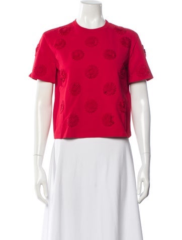 Pre-owned Valentino Floral Print Crew Neck T-shirt In Red