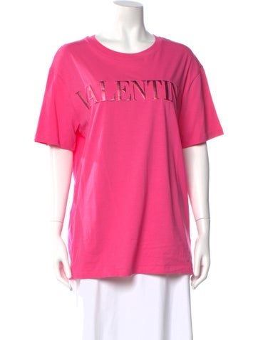Pre-owned Valentino Graphic Print Crew Neck T-shirt In Pink