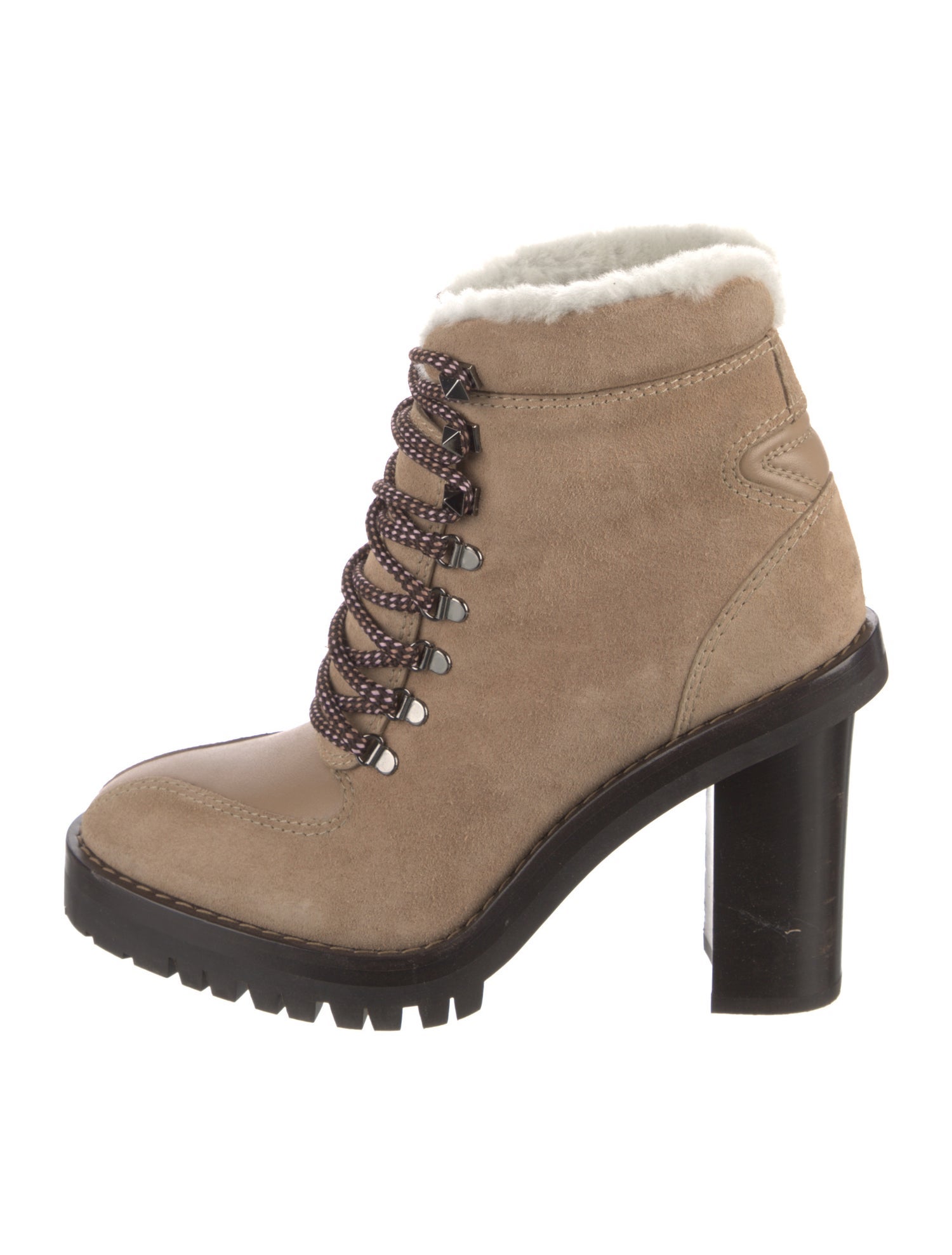 Valentino Rockstud Accents Suede Lace-Up Boots