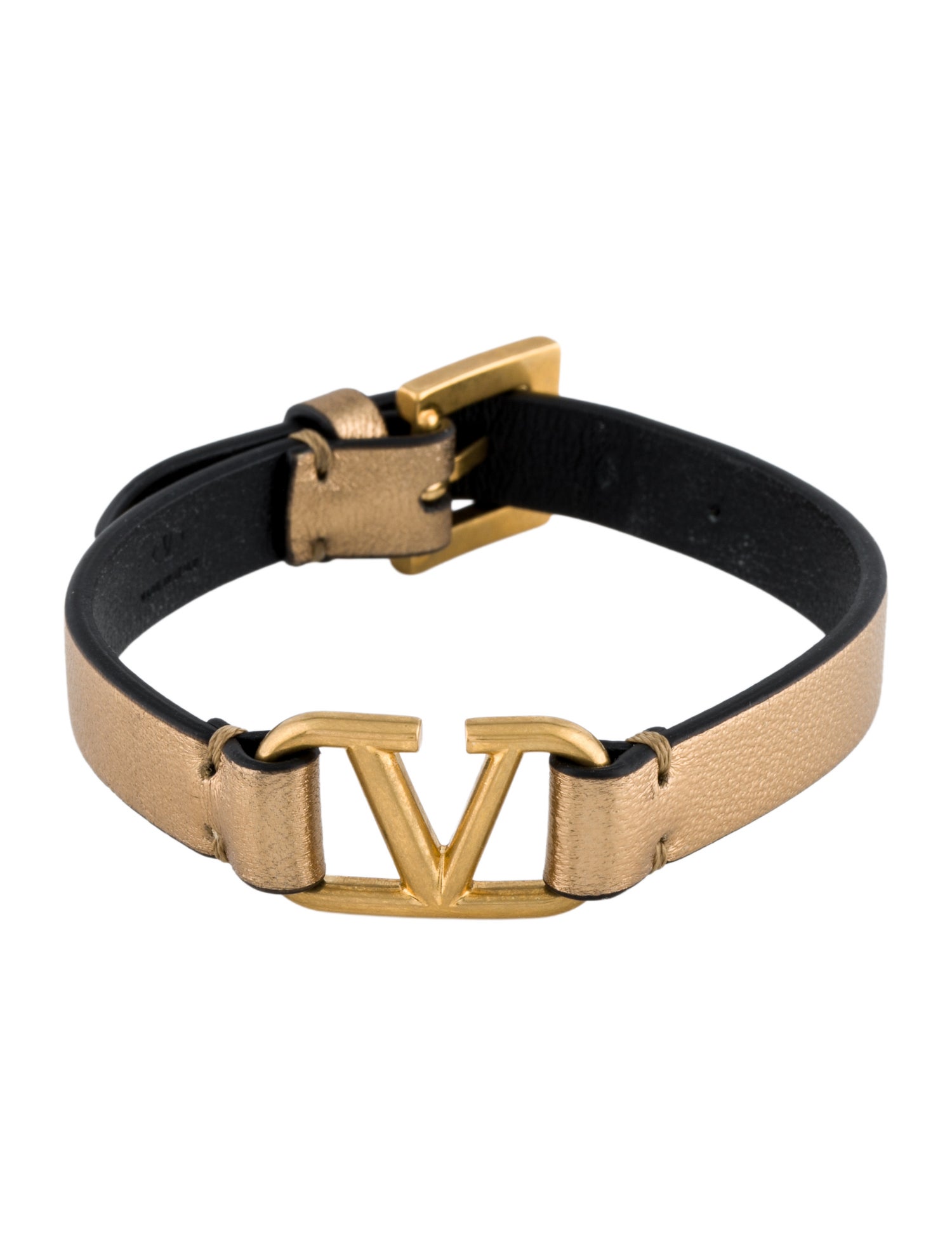 Valentino Leather Vlogo Signature Bracelet
