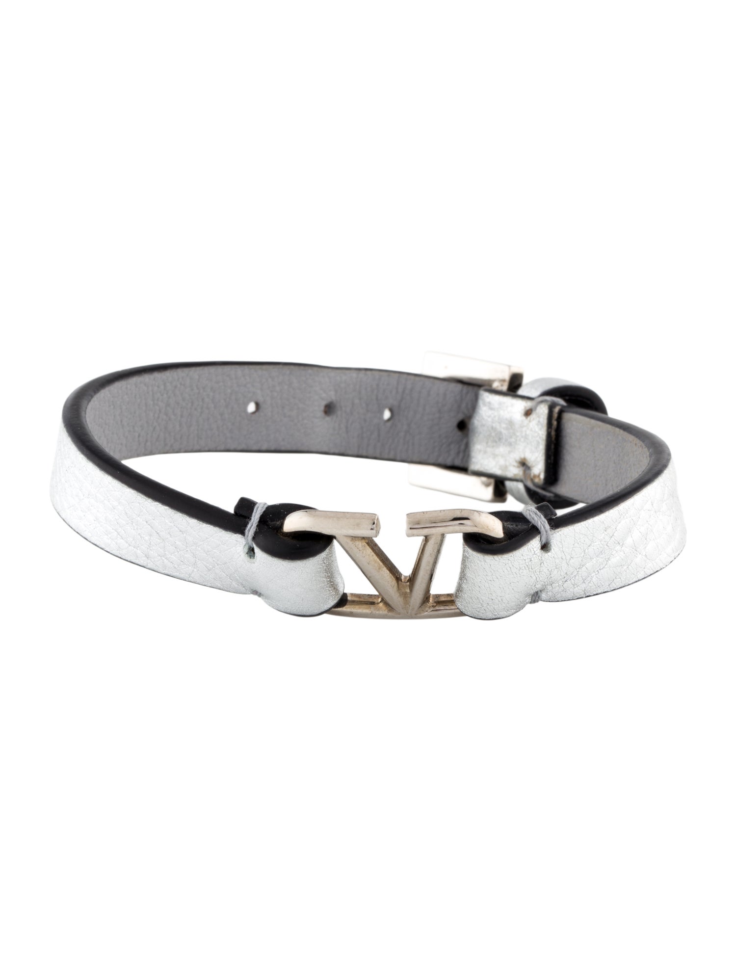 Valentino Leather V-Logo Signature Wrap Bracelet