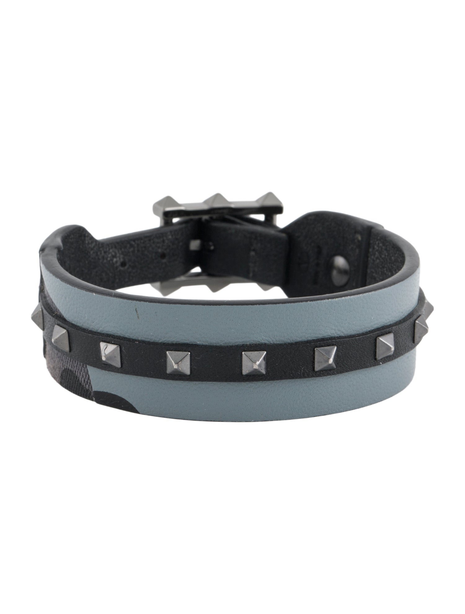 Valentino Leather Camo Rockstud Wrap Bracelet