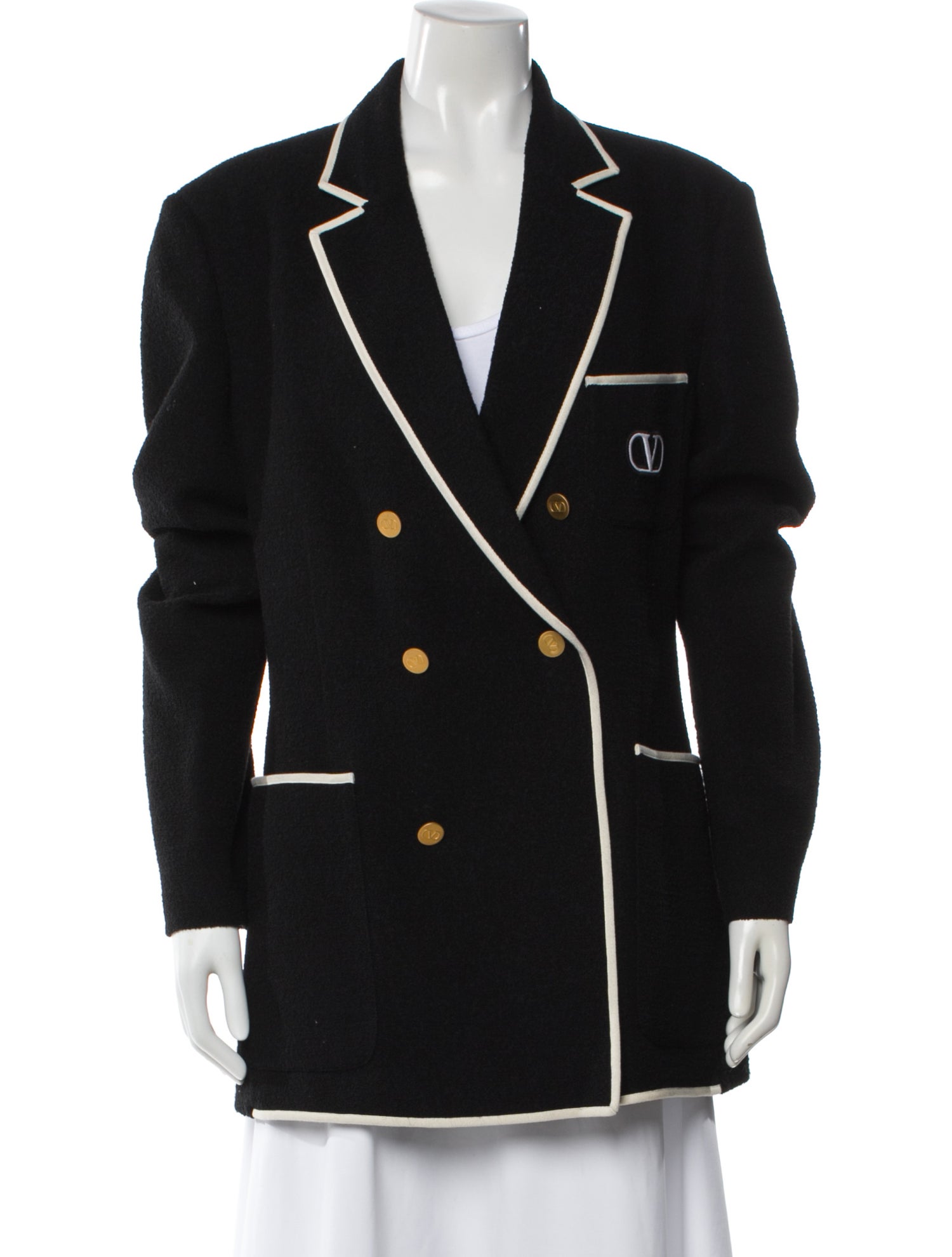 Valentino Wool Embroidered Accent Blazer