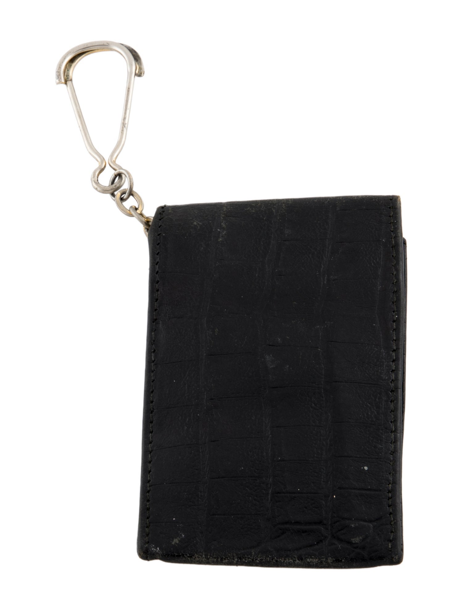 Valentino Embossed Leather Card Holder - Black Keychains
