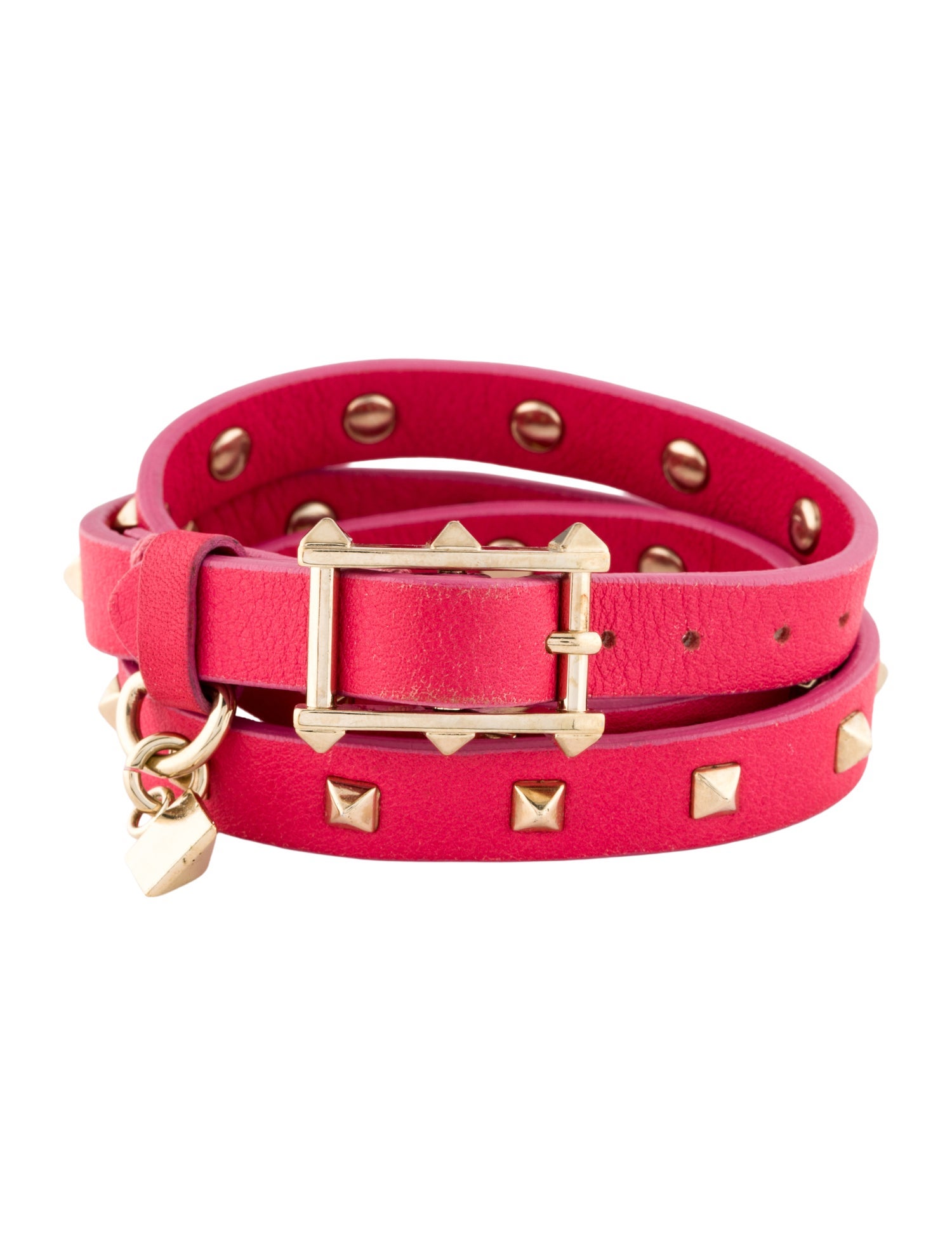 Valentino Leather Mini Rockstud Triple Wrap Bracelet