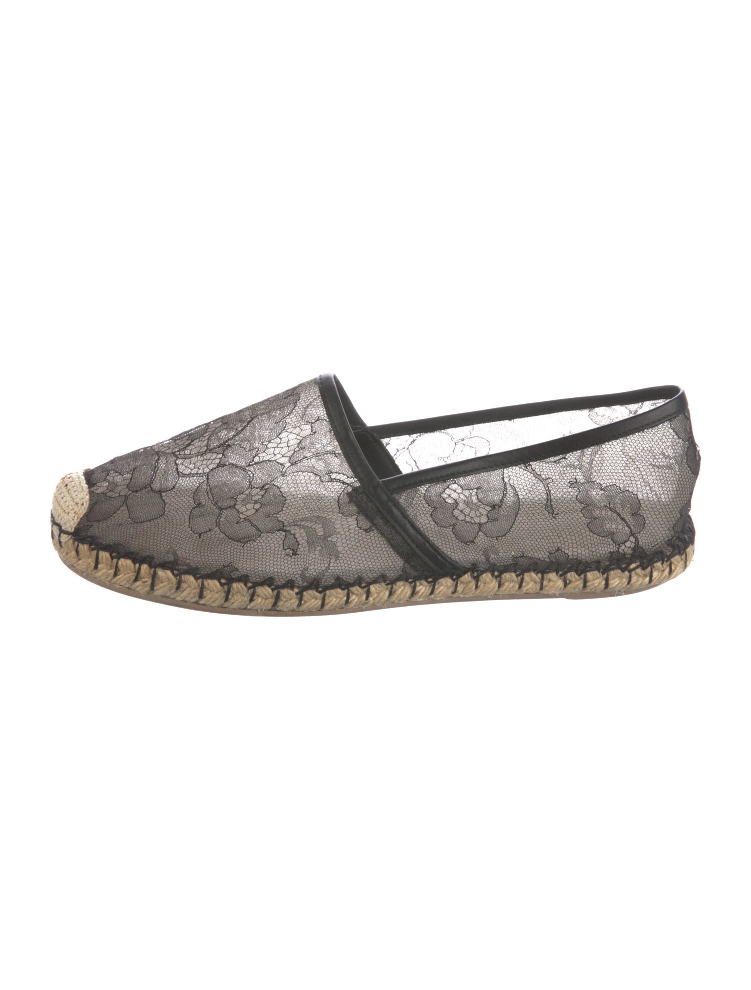 靴 Valentino Lace Espadrilles Black 36 Rare Valentino Lace Lace Pattern Espadrilles - Black Flats, Shoes