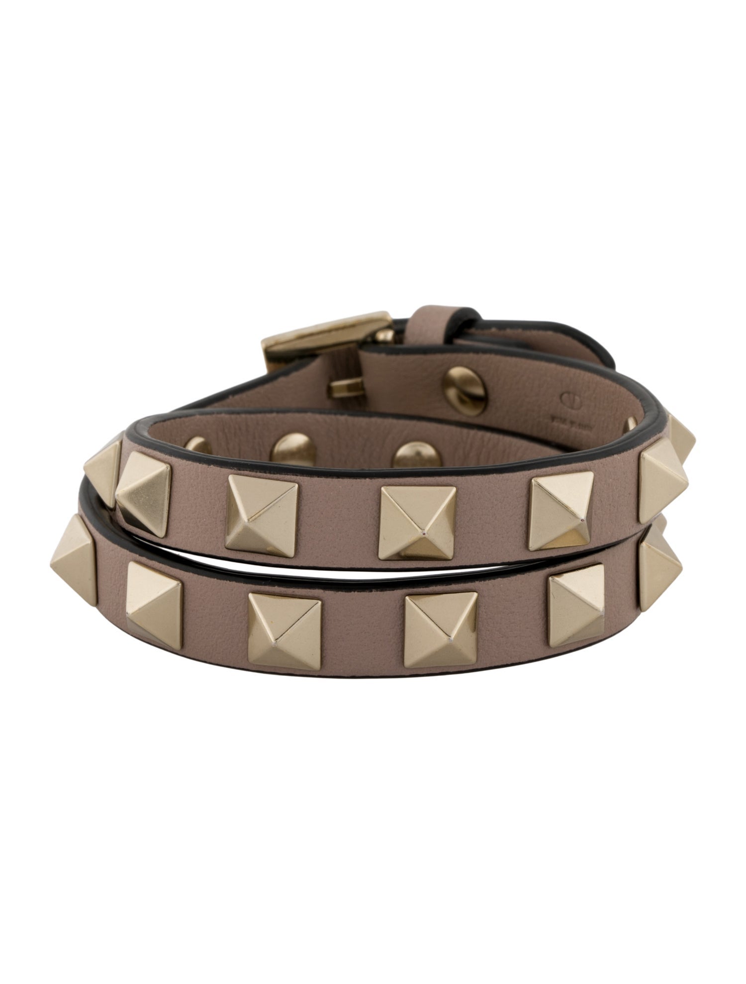 Valentino Leather Rockstud Double Wrap Bracelet