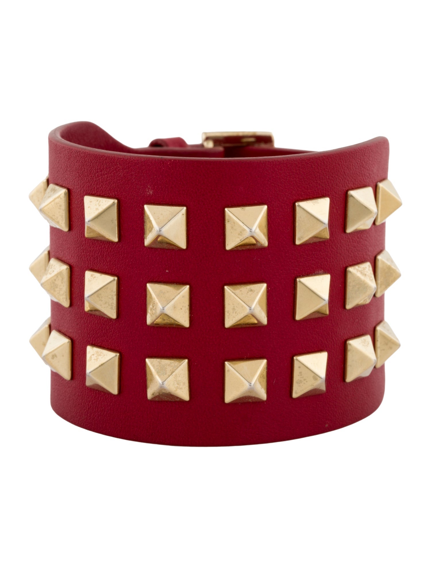 Valentino Leather Valentino Wide Rockstud Wrap Bracelet