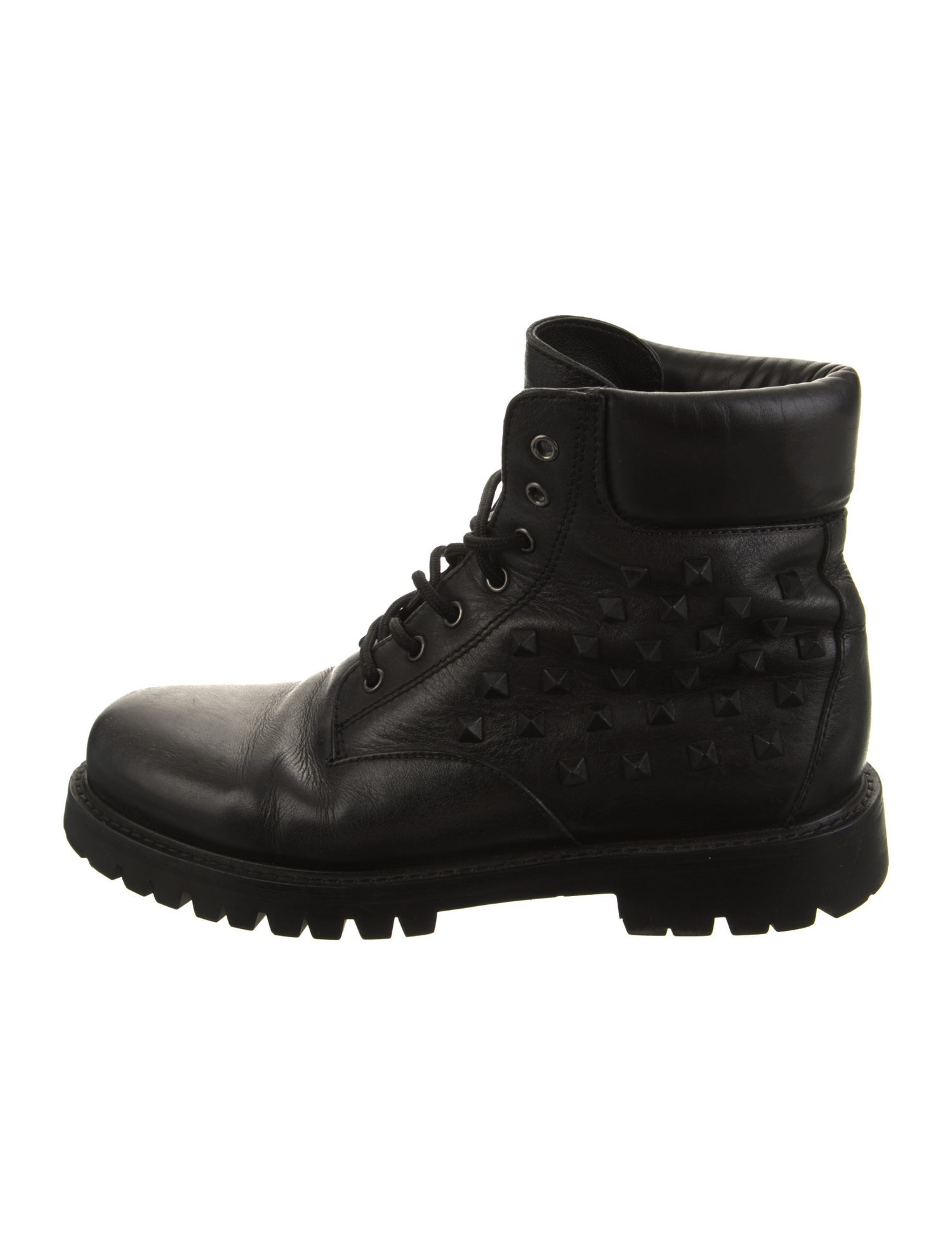 Valentino Rockstud Accents Leather Combat Boots