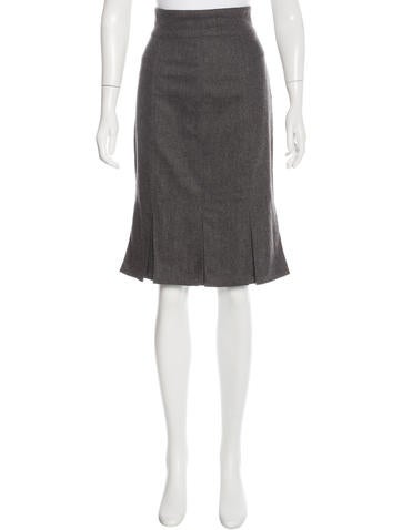 Valentino Pleated Virgin Wool Skirt