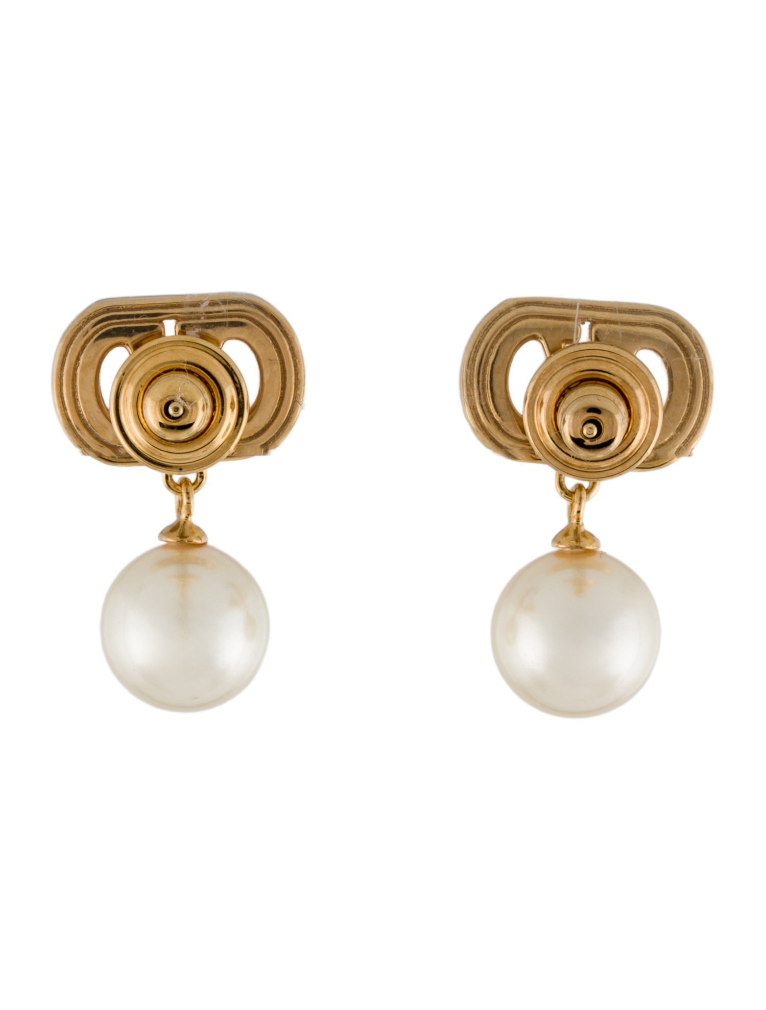 Valentino Faux Pearl & Crystal Ovalette Drop Earrings