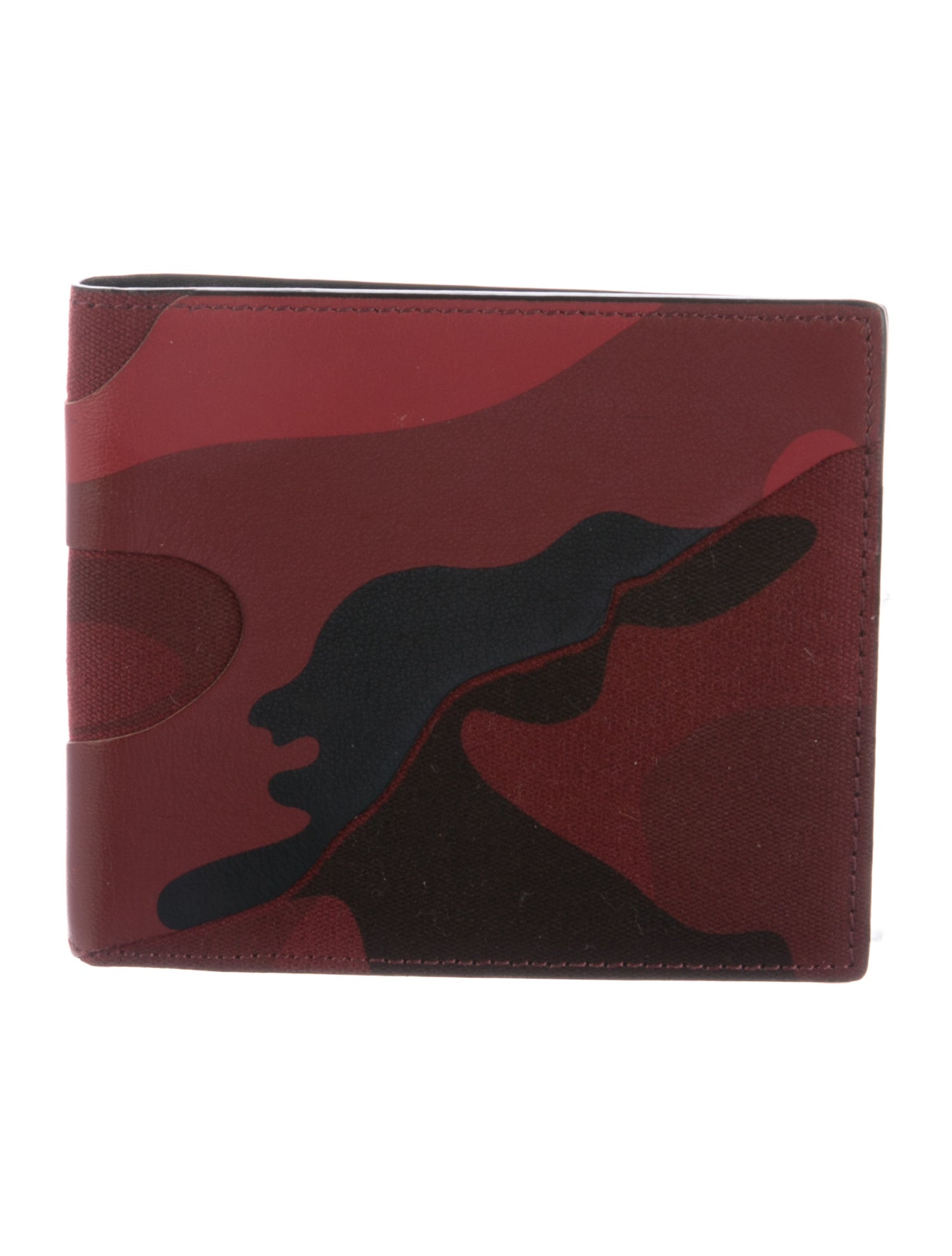 Valentino Leather Camouflage Print Bifold Wallet