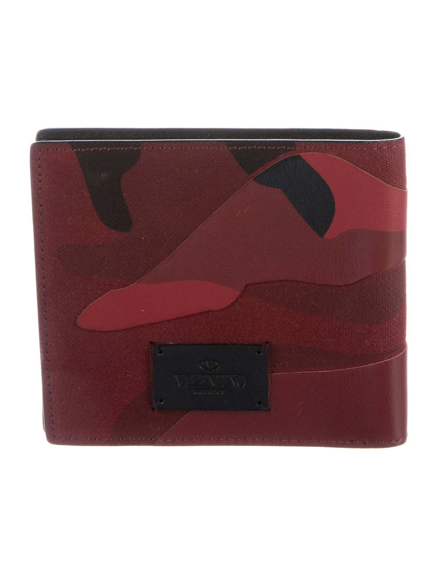 Valentino Leather Camouflage Print Bifold Wallet