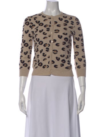 Pre-owned Valentino Virgin Wool Animal Print Top In Neutral