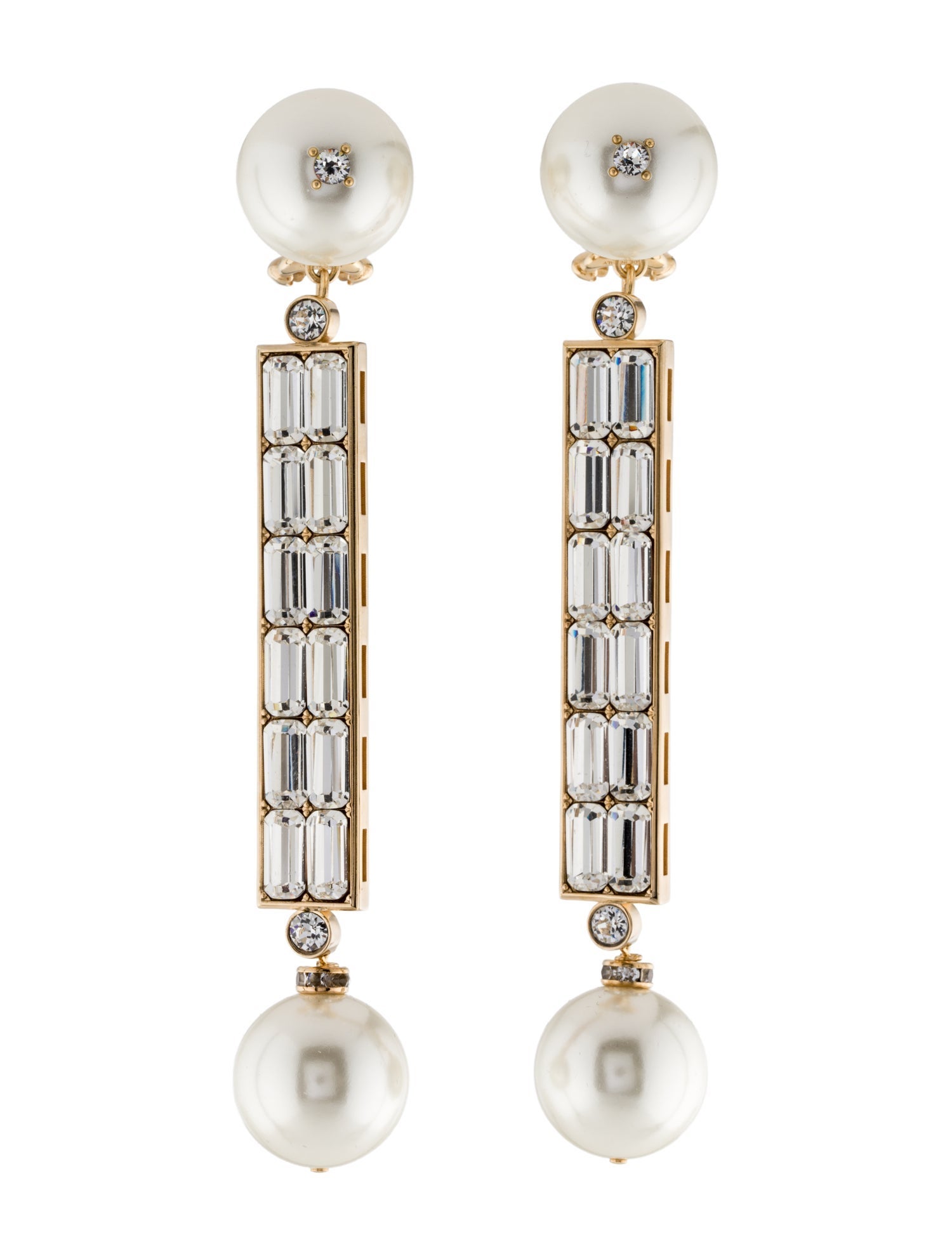 Valentino Crystal & Faux Pearl San Fin Drop Earrings