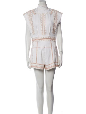 Pre-owned Valentino Printed Mock Neck Romper In Neutral