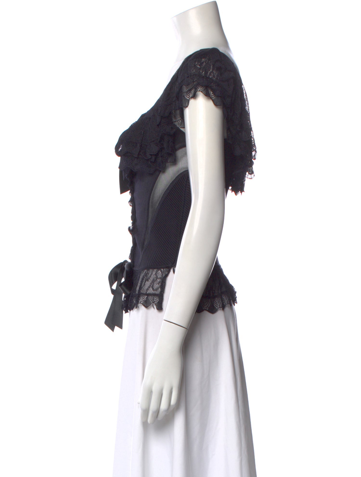 Valentino Lace Pattern Square Neckline Blouse