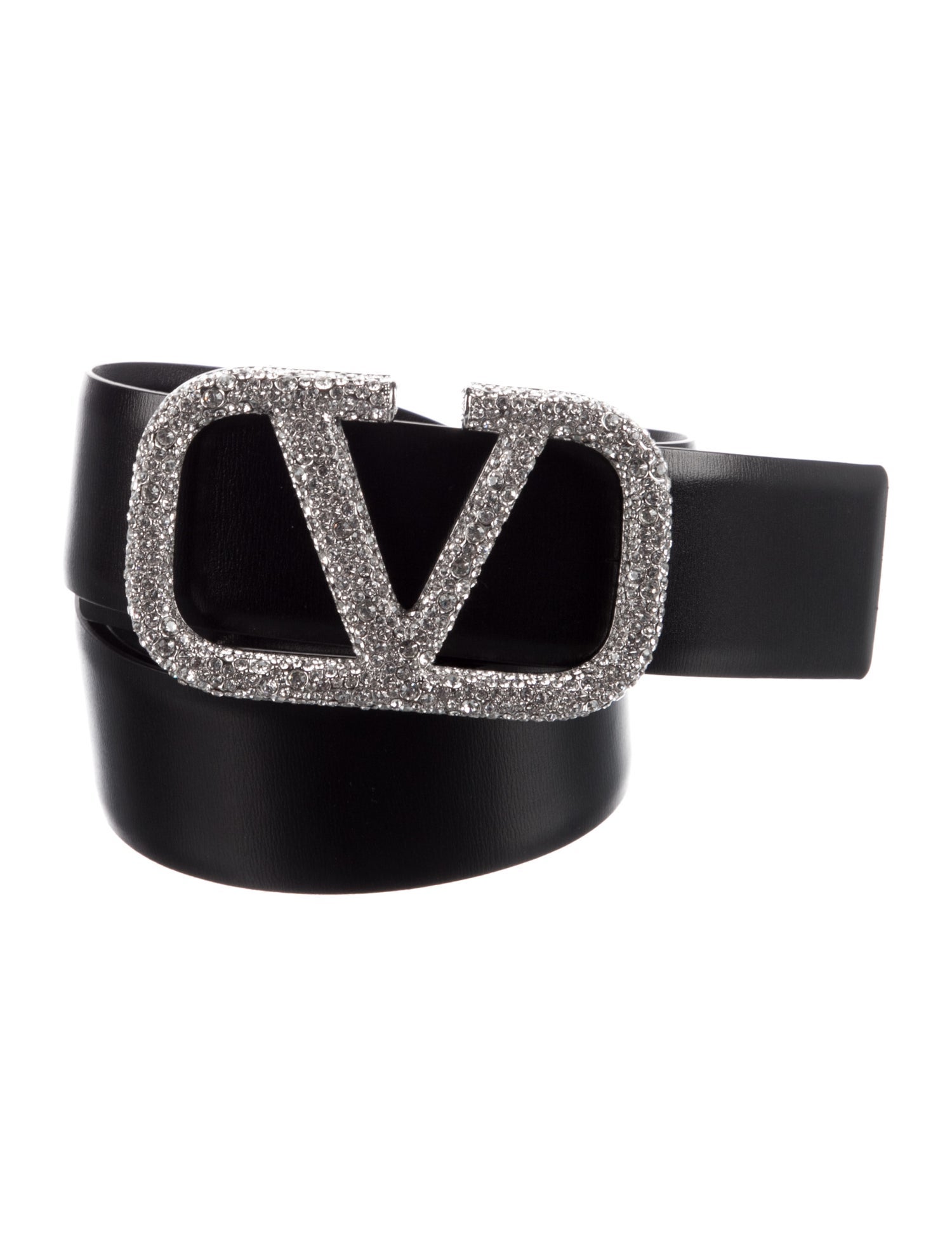 Valentino Leather Crystal Embellishments Belt