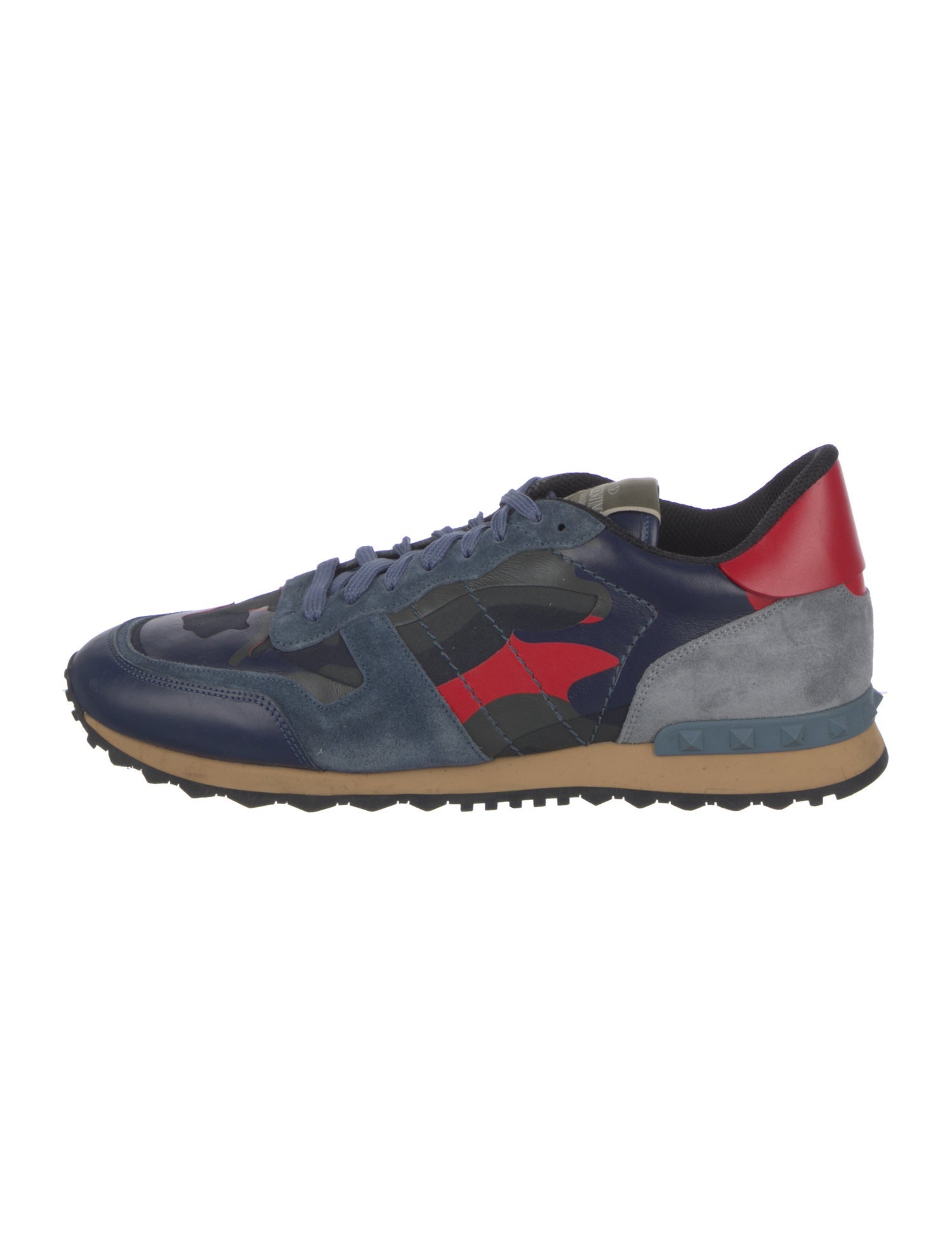 Valentino Rockstud Accents Leather Sneakers