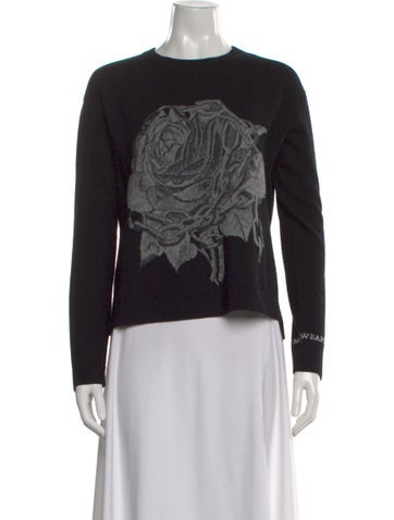 Pre-owned Valentino Virgin Wool Graphic Print Sweater In Black