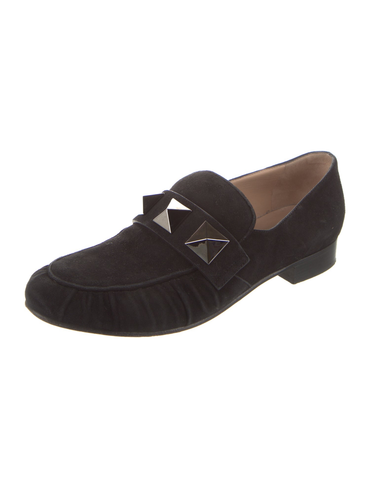 Valentino Rockstud Accents Suede Loafers