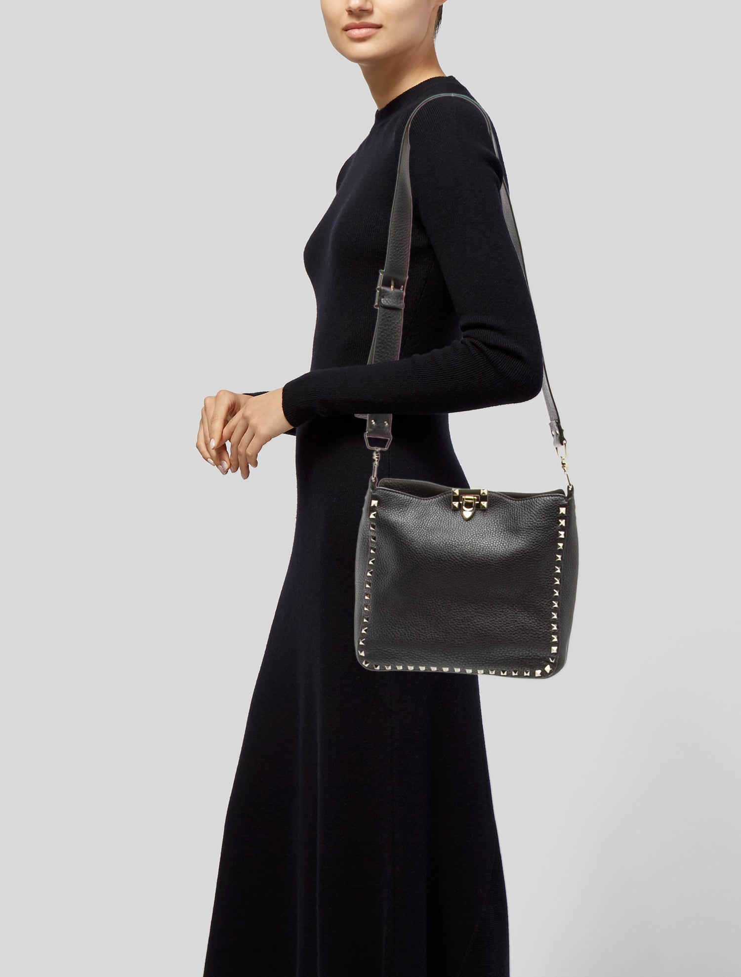 Valentino Rockstud Messenger Bag - Black Crossbody Bags, Handbags
