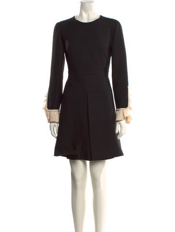 Pre-owned Valentino Virgin Wool Mini Dress In Black