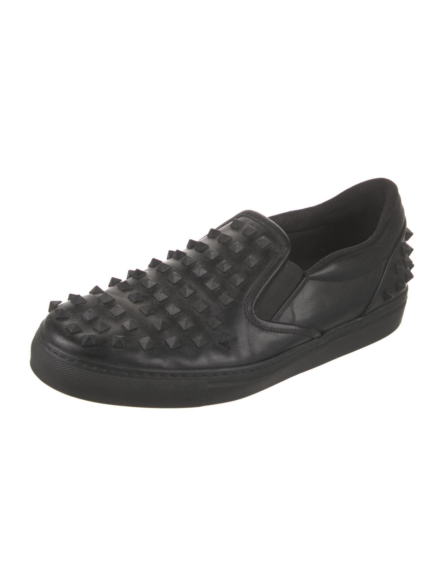Valentino Rockstud Accents Leather Loafers