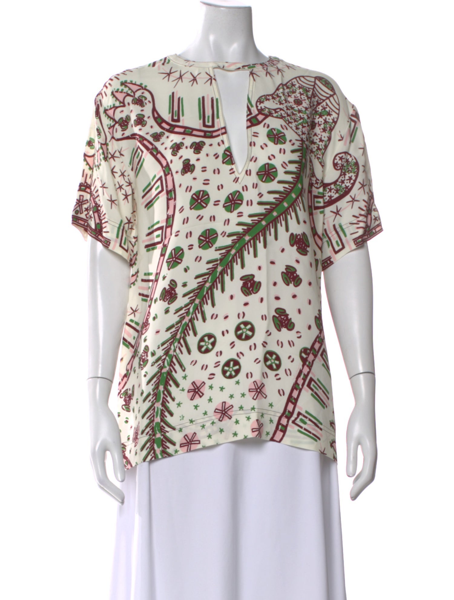 Valentino Printed V-Neck Top