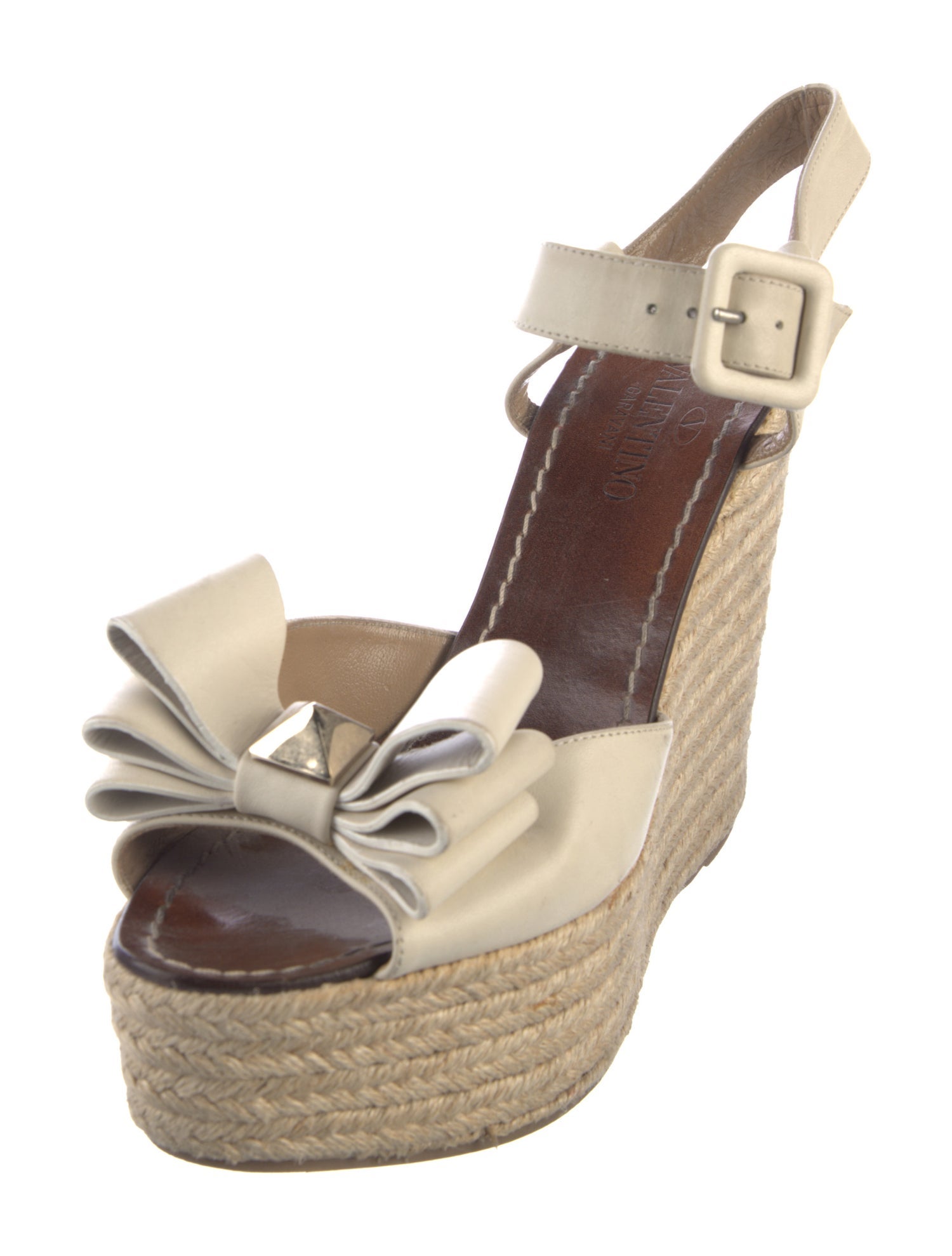 Valentino Rockstud Accents Leather Espadrilles