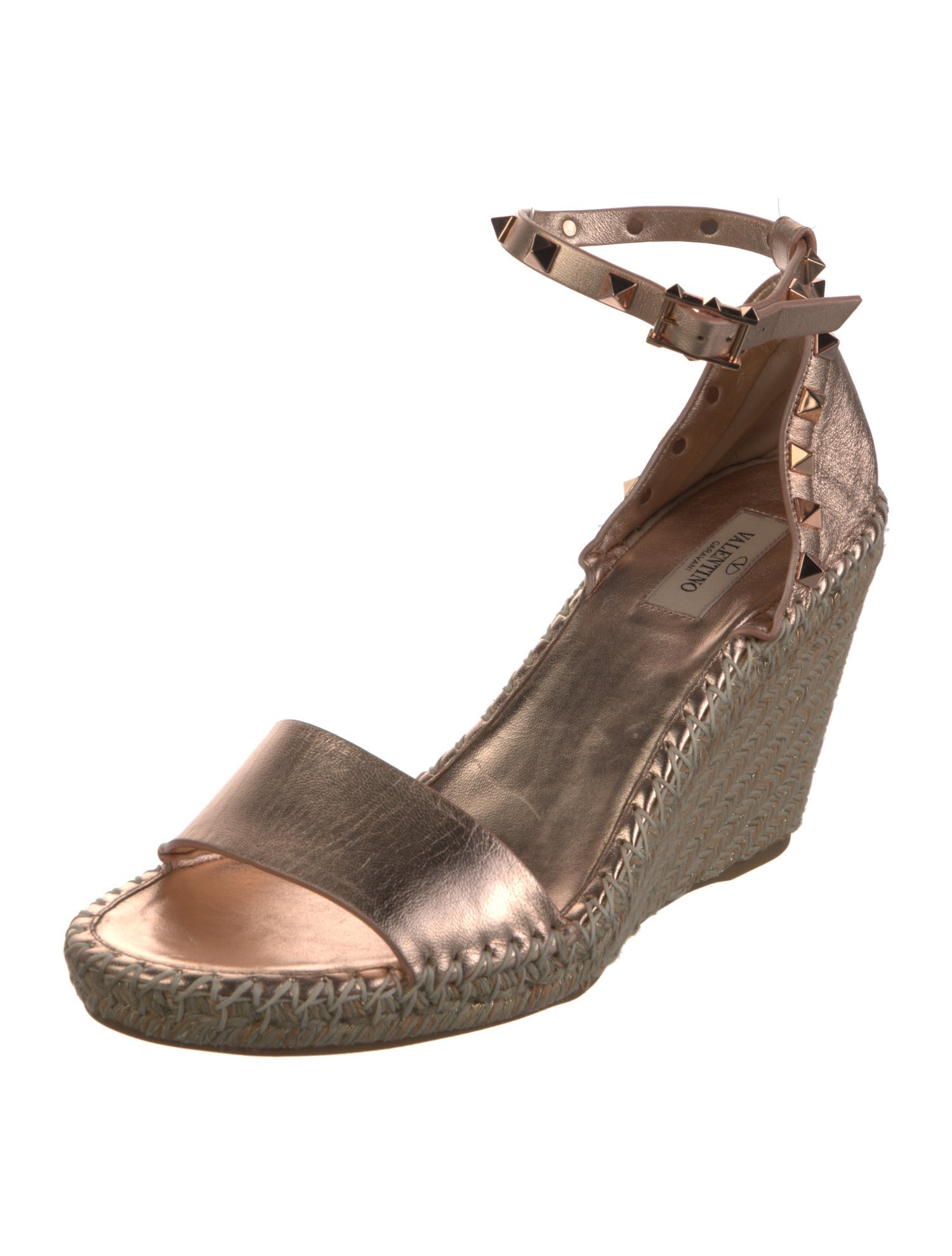Valentino Rockstud Accents Leather Espadrilles