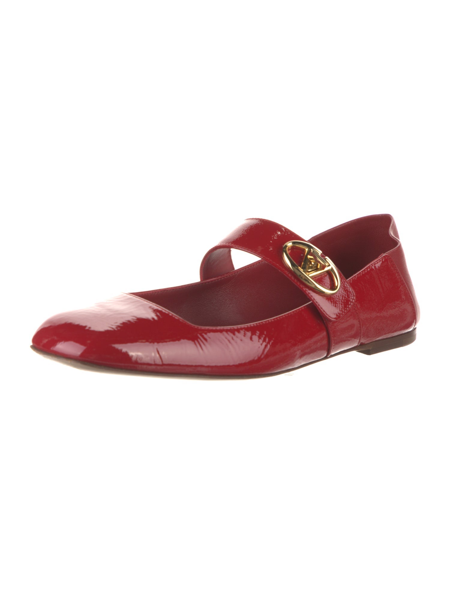 Valentino Vlogo Patent Leather Mary Jane Flats