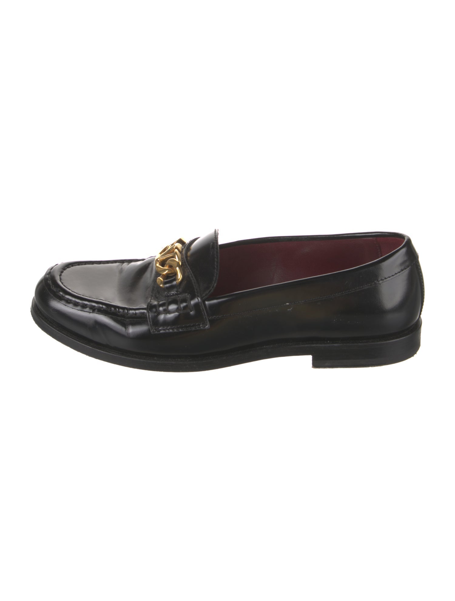 Valentino Leather Chain-Link Accents Loafers