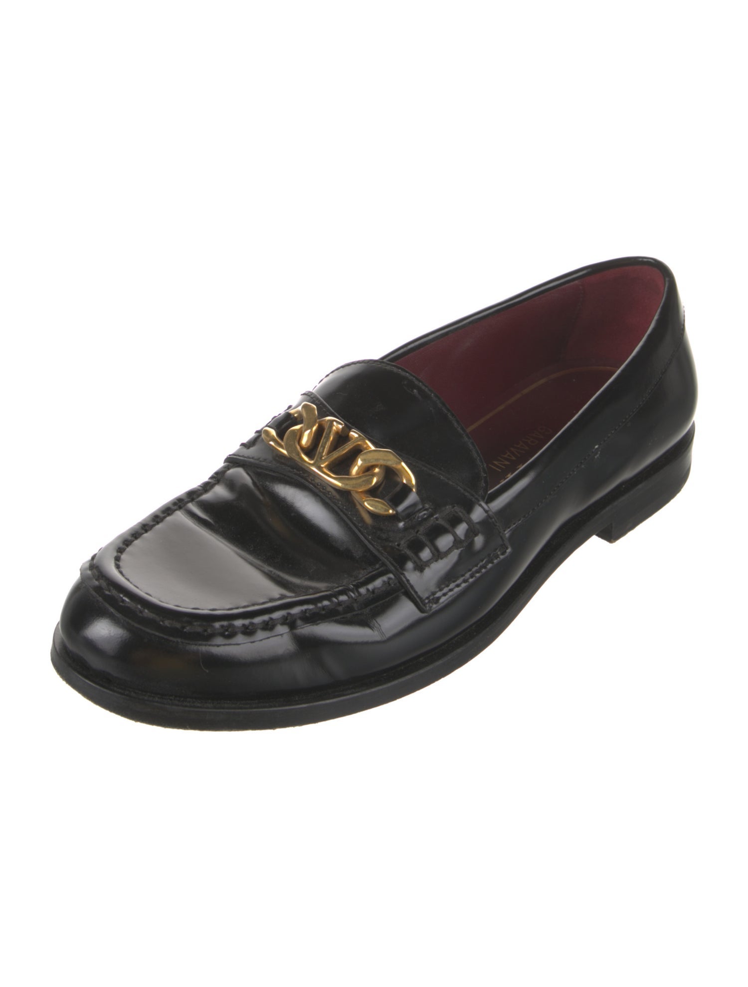 Valentino Leather Chain-Link Accents Loafers